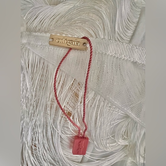 NWOT Cult Gaia Renata Draped Fringe Halter Gown Off White Bridal Wedding Size M - Picture 7 of 9